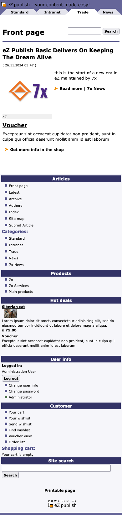 eZ Publish Basic 2.4.0 Open Source CMS